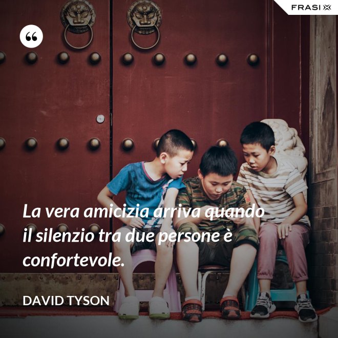 La vera amicizia arriva quando il silenzio tra due persone è confortevole. - David Tyson