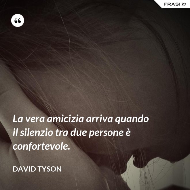La vera amicizia arriva quando il silenzio tra due persone è confortevole. - David Tyson