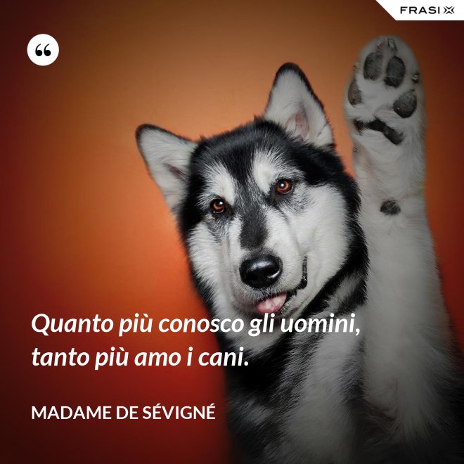 Quanto più conosco gli uomini, tanto più amo i cani. - Madame de Sévigné