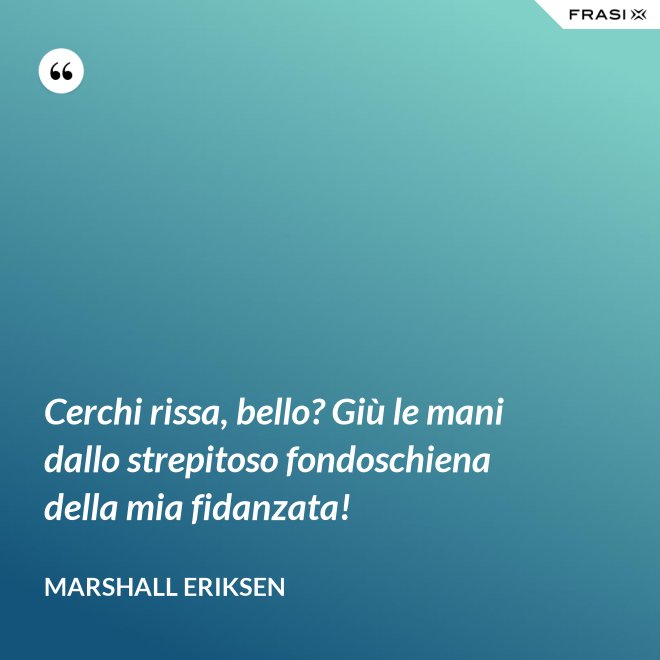 Cerchi rissa, bello? Giù le mani dallo strepitoso fondoschiena della mia fidanzata! - Marshall Eriksen