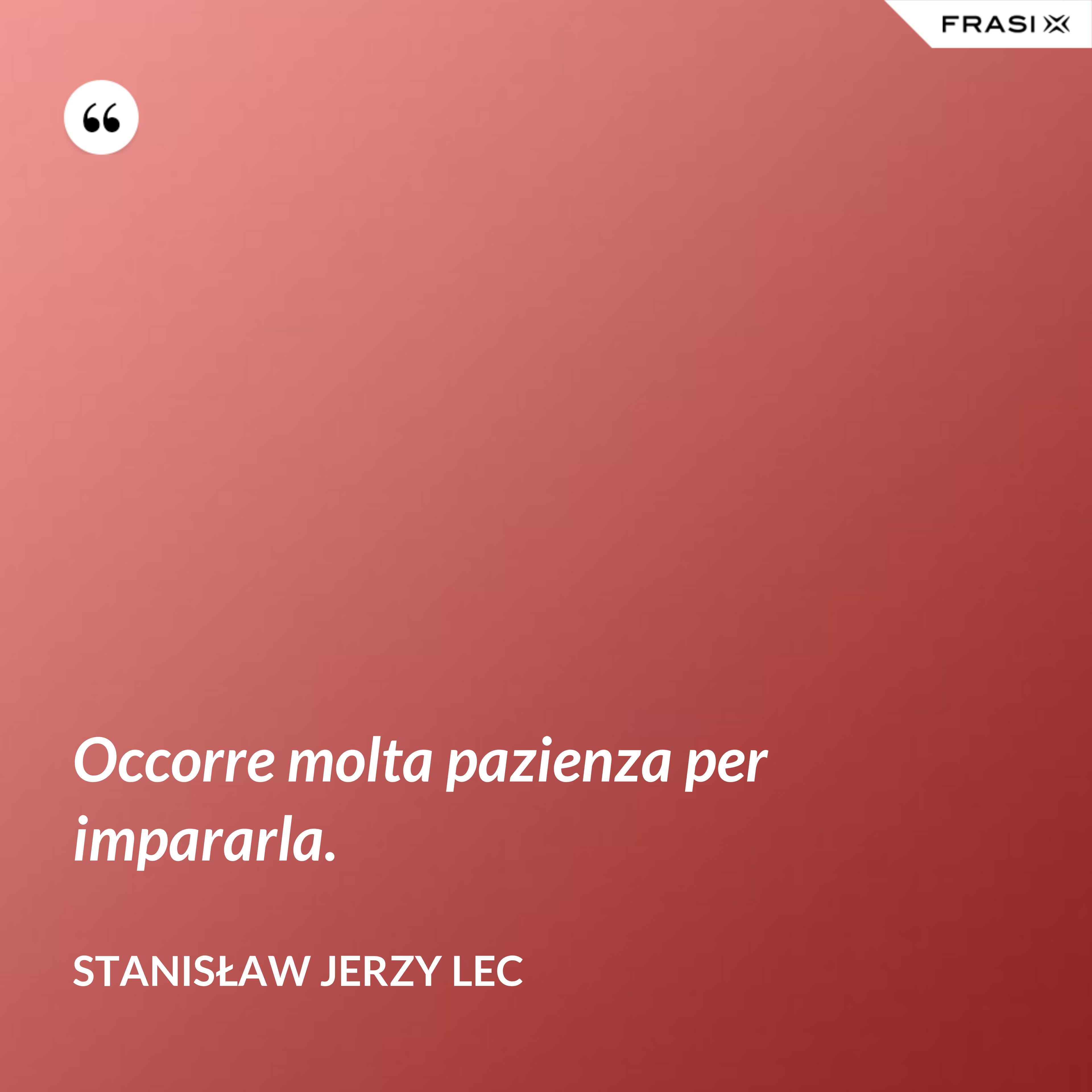 Occorre molta pazienza per impararla. - Stanisław Jerzy Lec