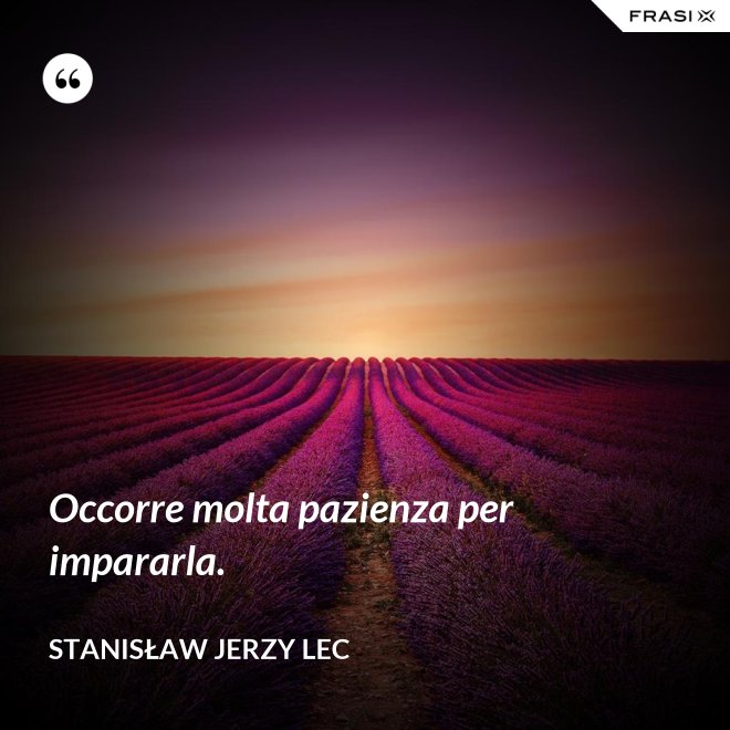 Occorre molta pazienza per impararla. - Stanisław Jerzy Lec