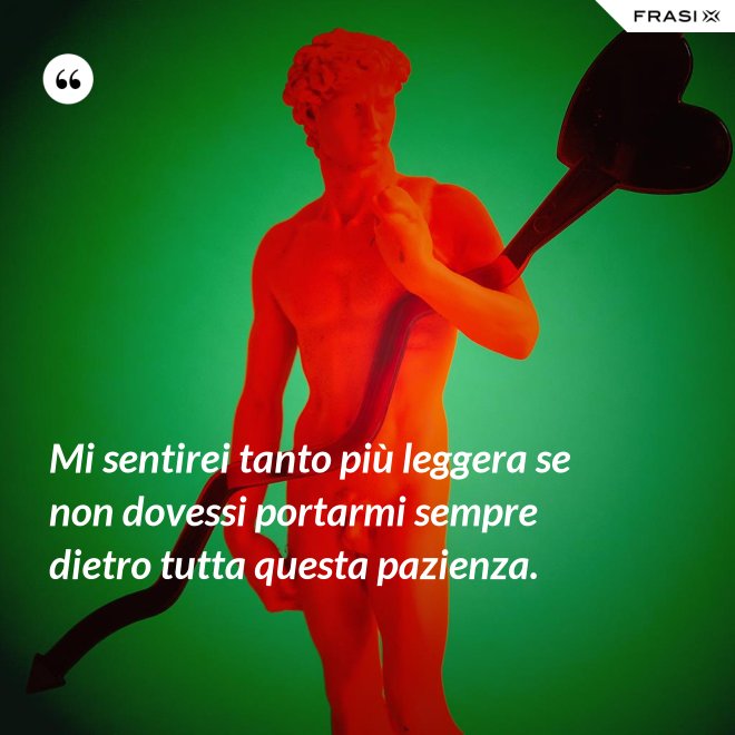 Mi sentirei tanto più leggera se non dovessi portarmi sempre dietro tutta questa pazienza. - Anonimo