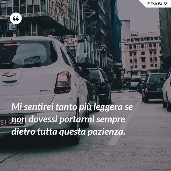 Mi sentirei tanto più leggera se non dovessi portarmi sempre dietro tutta questa pazienza. - Anonimo