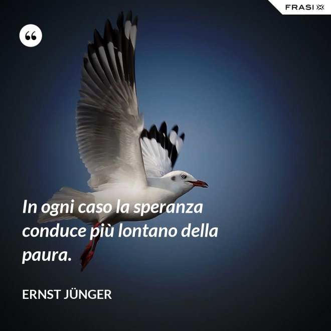 In ogni caso la speranza conduce più lontano della paura. - Ernst Jünger