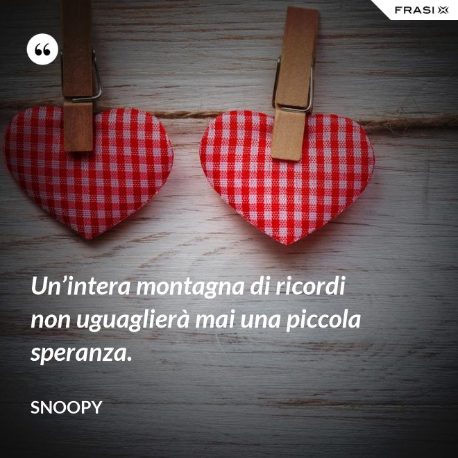 Un’intera montagna di ricordi non uguaglierà mai una piccola speranza. - Snoopy