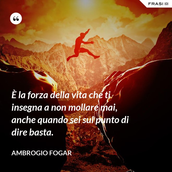 È la forza della vita che ti insegna a non mollare mai, anche quando sei sul punto di dire basta. - Ambrogio Fogar