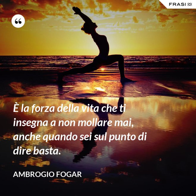 È la forza della vita che ti insegna a non mollare mai, anche quando sei sul punto di dire basta. - Ambrogio Fogar