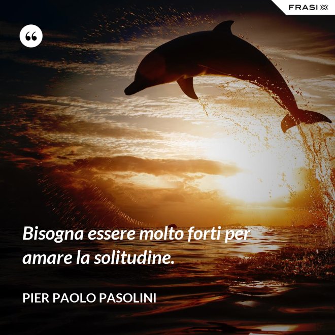 Bisogna essere molto forti per amare la solitudine. - Pier Paolo Pasolini