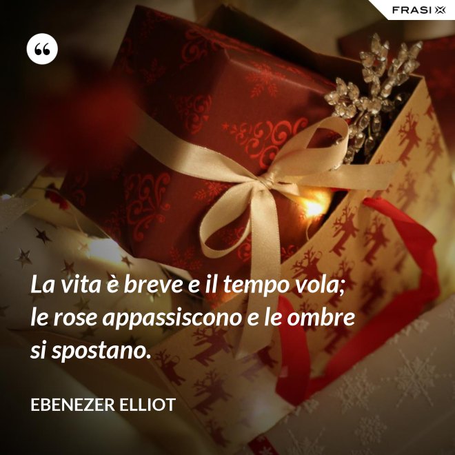 La vita è breve e il tempo vola; le rose appassiscono e le ombre si spostano. - Ebenezer Elliot