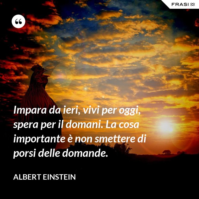 Impara da ieri, vivi per oggi, spera per il domani. La cosa importante è non smettere di porsi delle domande. - Albert Einstein