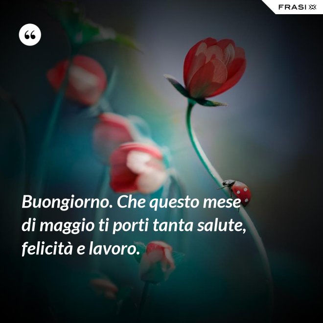 Buongiorno. Che questo mese di maggio ti porti tanta salute, felicità e lavoro. - Anonimo