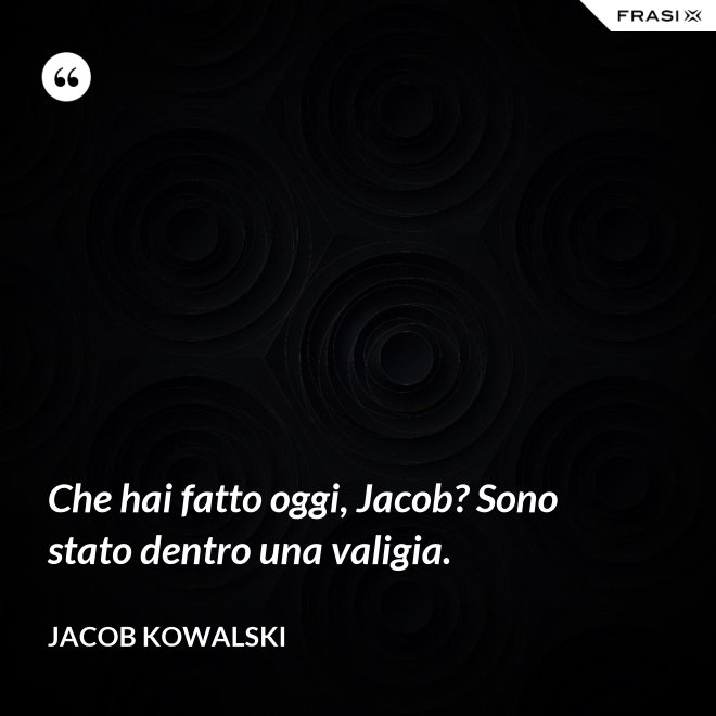 Che hai fatto oggi, Jacob? Sono stato dentro una valigia. - Jacob Kowalski