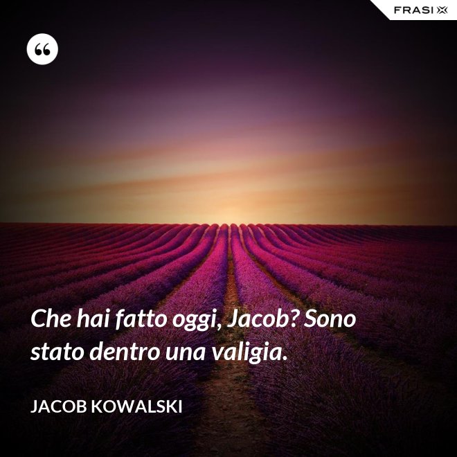 Che hai fatto oggi, Jacob? Sono stato dentro una valigia. - Jacob Kowalski