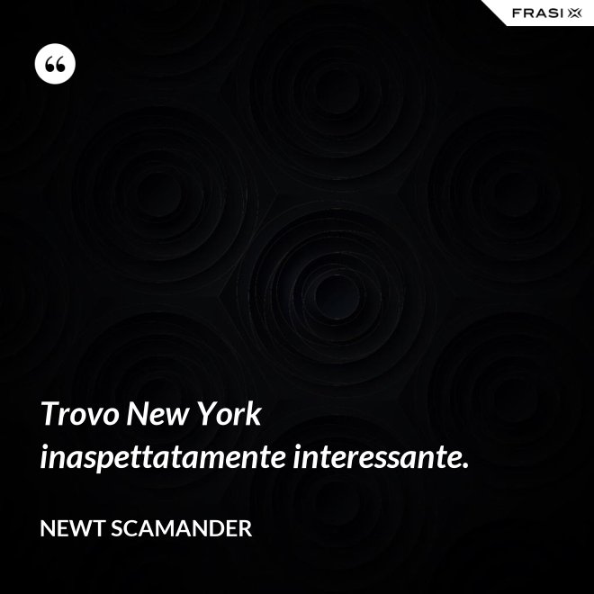 Trovo New York inaspettatamente interessante. - Newt Scamander