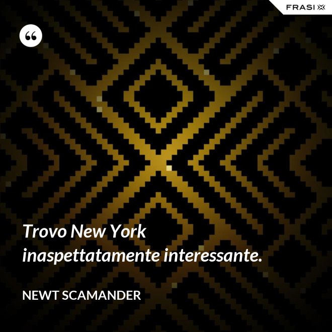 Trovo New York inaspettatamente interessante. - Newt Scamander