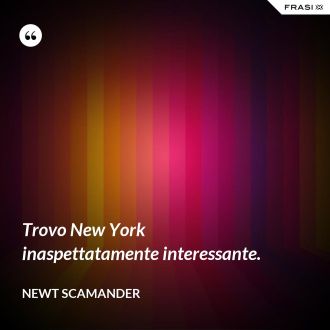 Trovo New York inaspettatamente interessante. - Newt Scamander