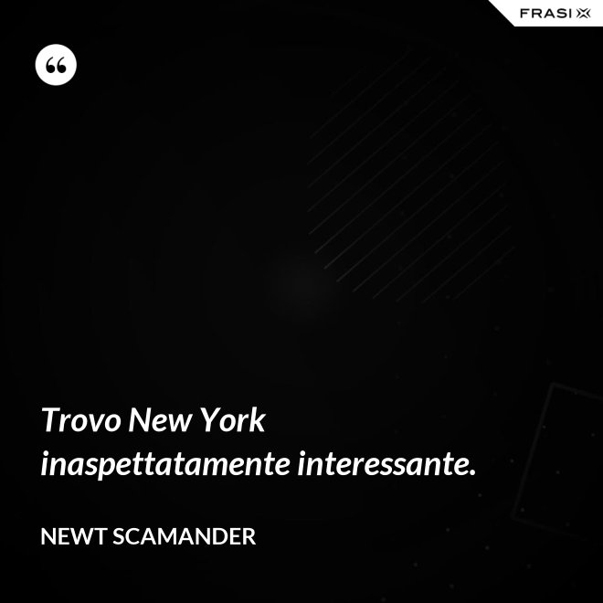 Trovo New York inaspettatamente interessante. - Newt Scamander