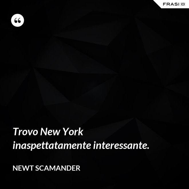 Trovo New York inaspettatamente interessante. - Newt Scamander