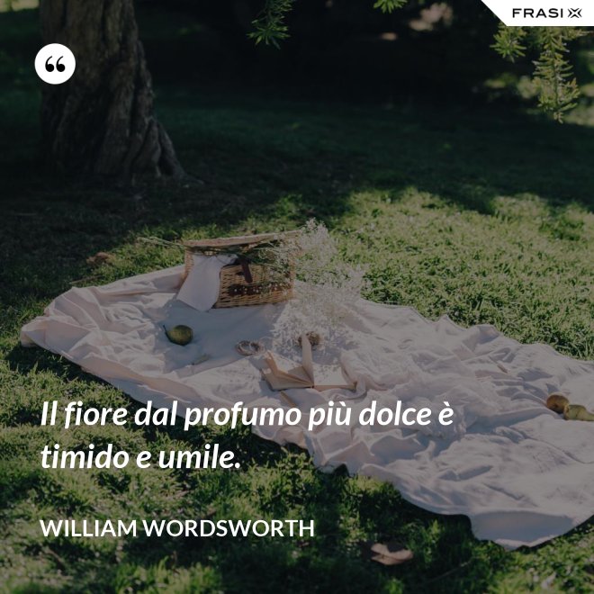 Il fiore dal profumo più dolce è timido e umile. - William Wordsworth