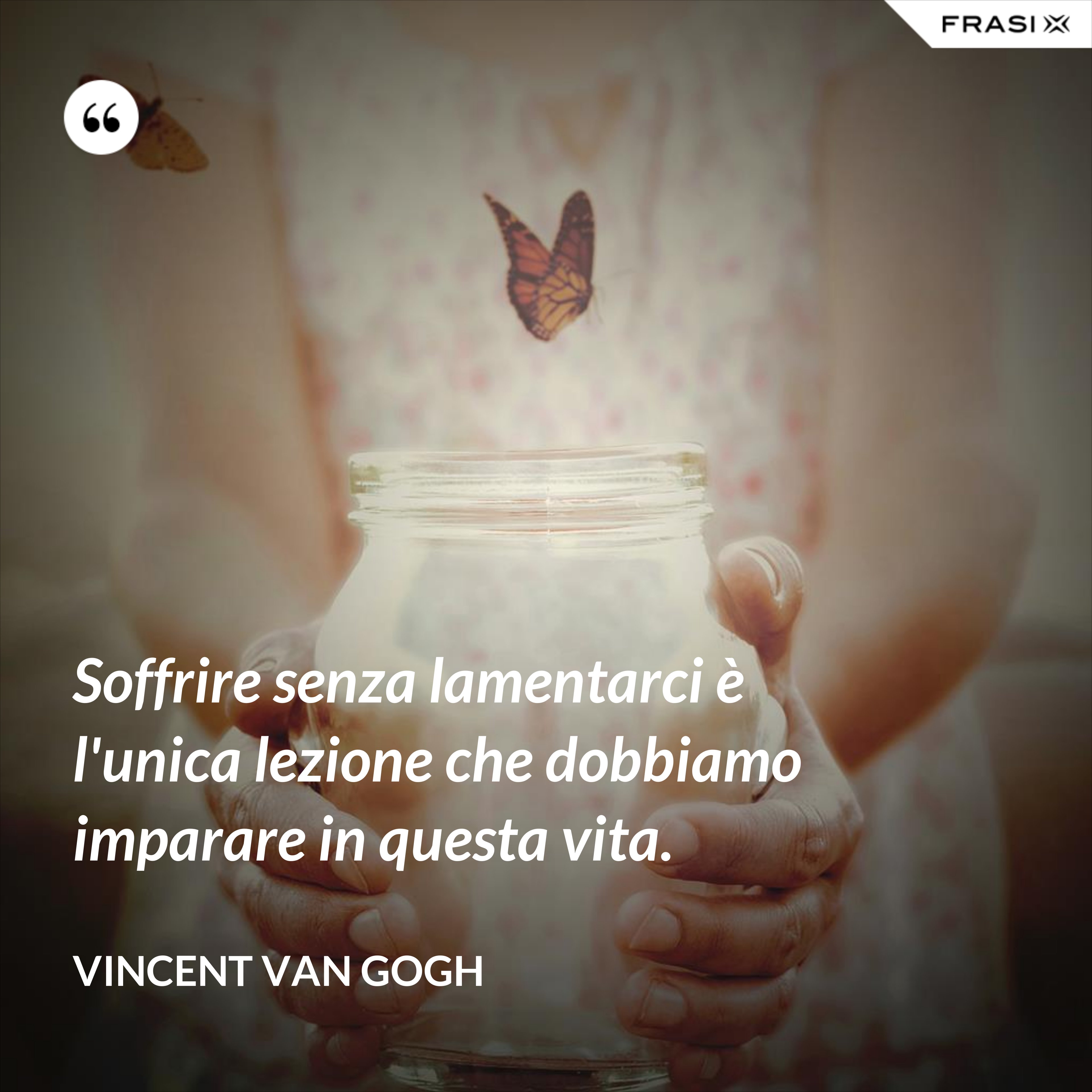Soffrire senza lamentarci è l'unica lezione che dobbiamo imparare in questa vita. - Vincent Van Gogh