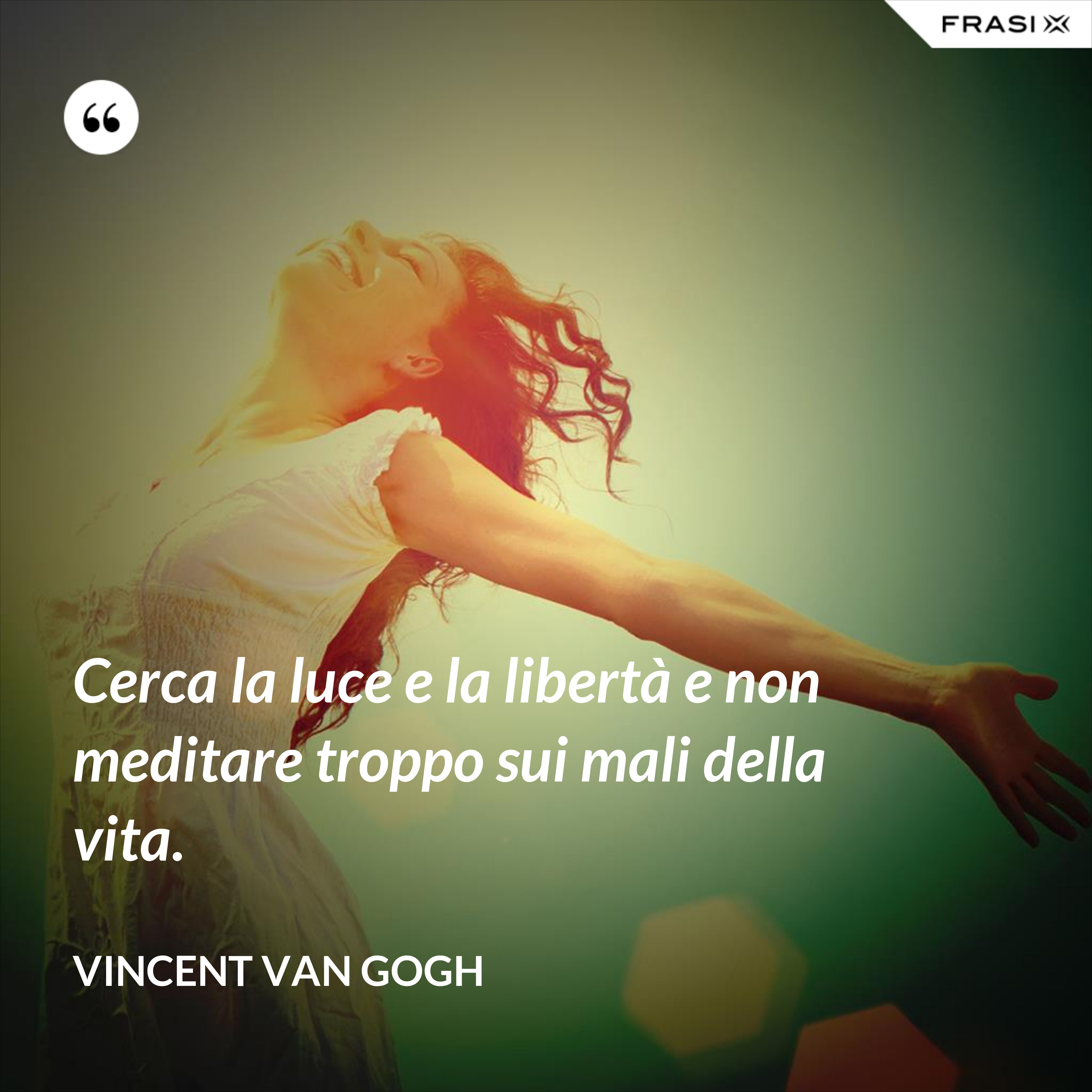 Cerca la luce e la libertà e non meditare troppo sui mali della vita. - Vincent Van Gogh