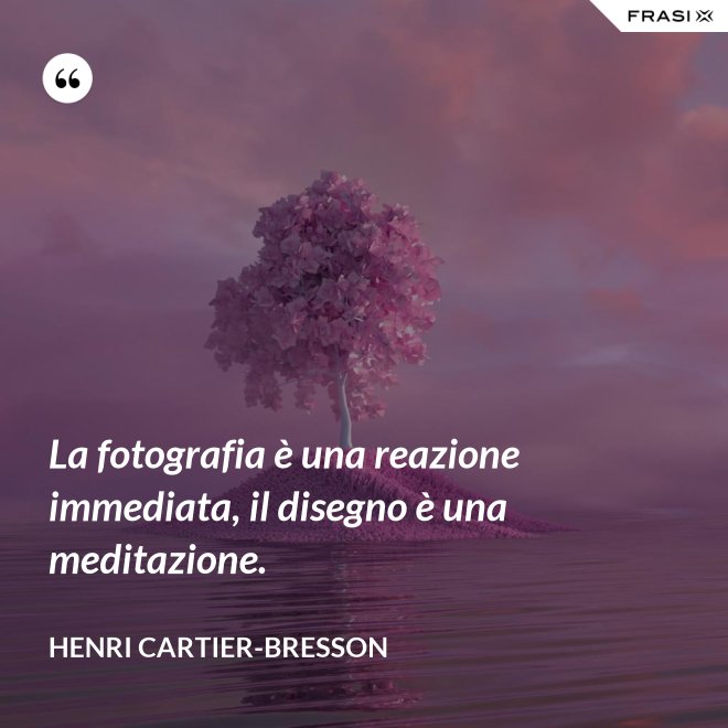 La fotografia è una reazione immediata, il disegno è una meditazione. - Henri Cartier-Bresson