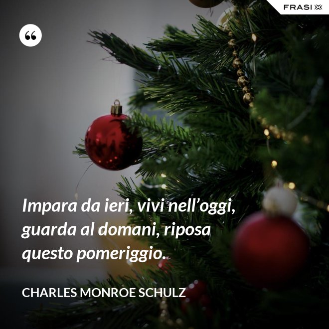 Impara da ieri, vivi nell’oggi, guarda al domani, riposa questo pomeriggio. - Charles Monroe Schulz