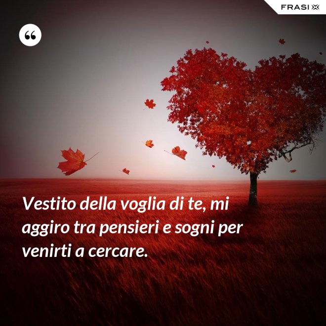 Vestito della voglia di te, mi aggiro tra pensieri e sogni per venirti a cercare. - Anonimo