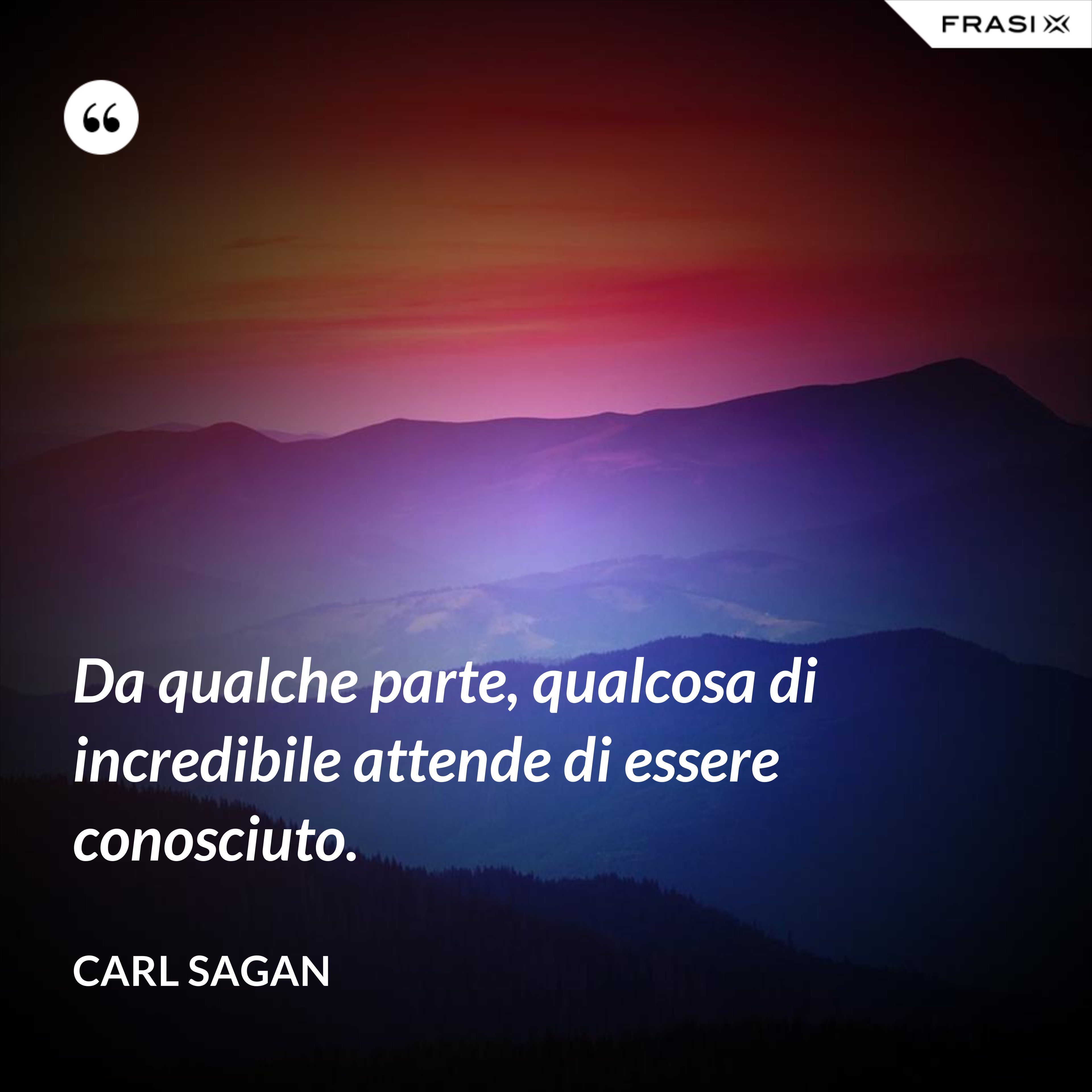 Da qualche parte, qualcosa di incredibile attende di essere conosciuto. - Carl Sagan