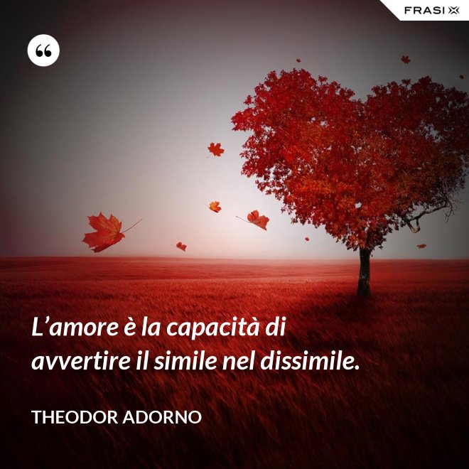 L’amore è la capacità di avvertire il simile nel dissimile. - Theodor Adorno