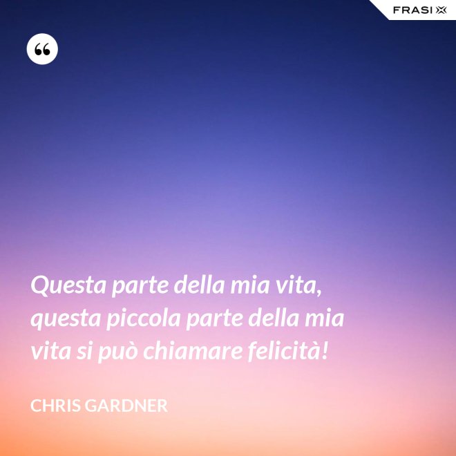 Questa parte della mia vita, questa piccola parte della mia vita si può chiamare felicità! - Chris Gardner