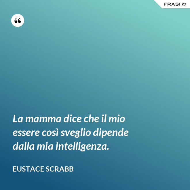 La mamma dice che il mio essere così sveglio dipende dalla mia intelligenza. - Eustace Scrabb