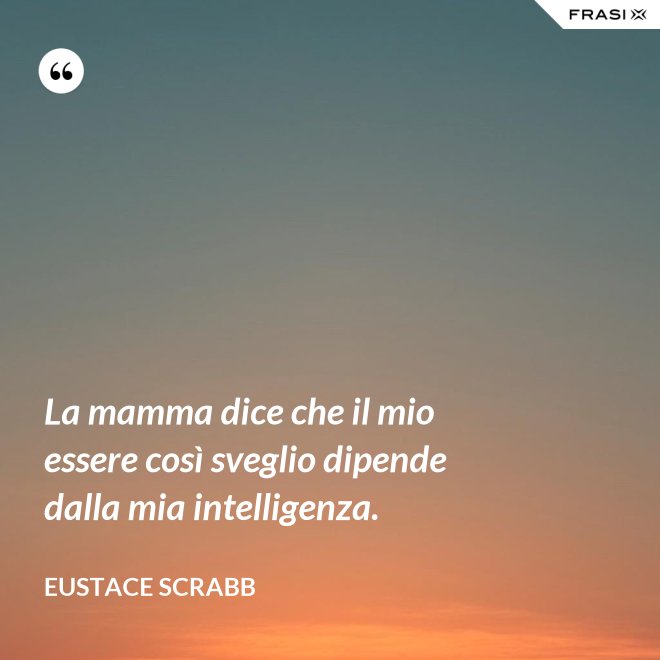 La mamma dice che il mio essere così sveglio dipende dalla mia intelligenza. - Eustace Scrabb