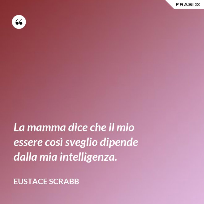 La mamma dice che il mio essere così sveglio dipende dalla mia intelligenza. - Eustace Scrabb