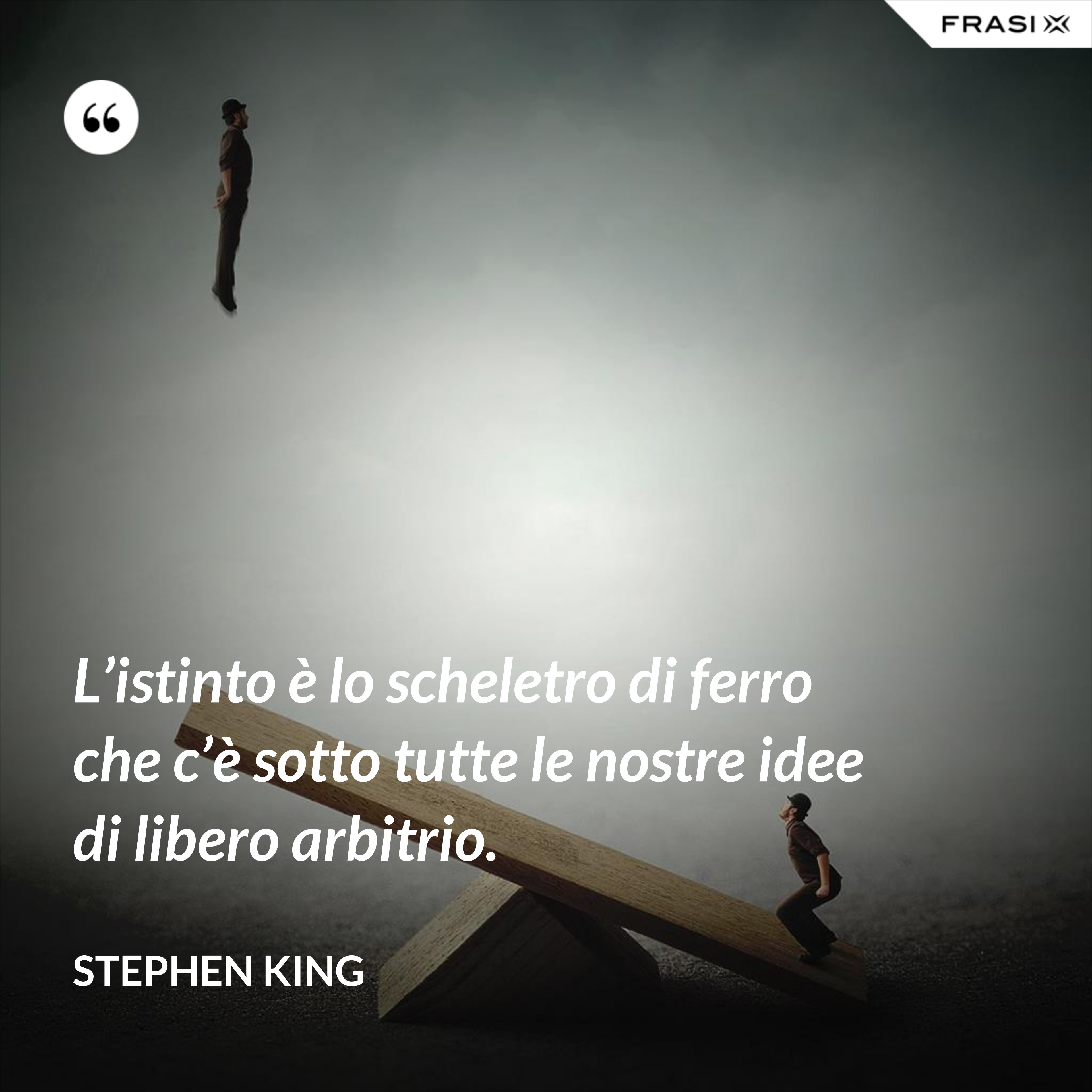 L’istinto è lo scheletro di ferro che c’è sotto tutte le nostre idee di libero arbitrio. - Stephen King