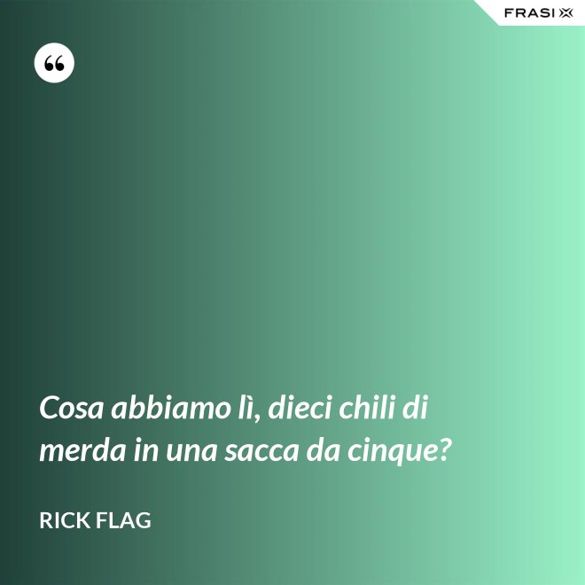 Cosa abbiamo lì, dieci chili di merda in una sacca da cinque? - Rick Flag