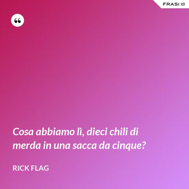 Cosa abbiamo lì, dieci chili di merda in una sacca da cinque? - Rick Flag