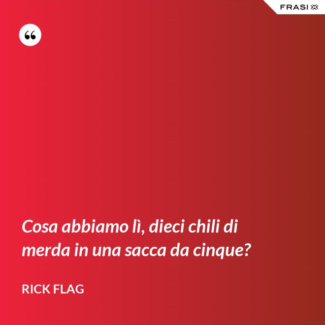 Cosa abbiamo lì, dieci chili di merda in una sacca da cinque? - Rick Flag