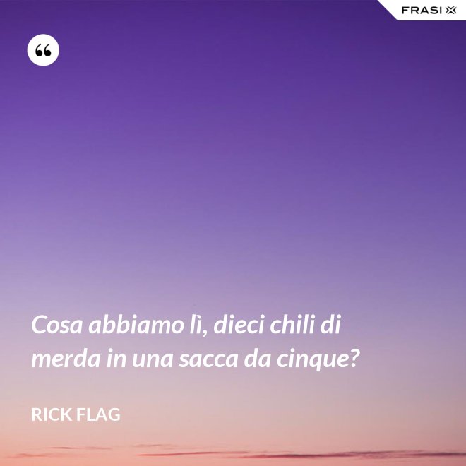 Cosa abbiamo lì, dieci chili di merda in una sacca da cinque? - Rick Flag