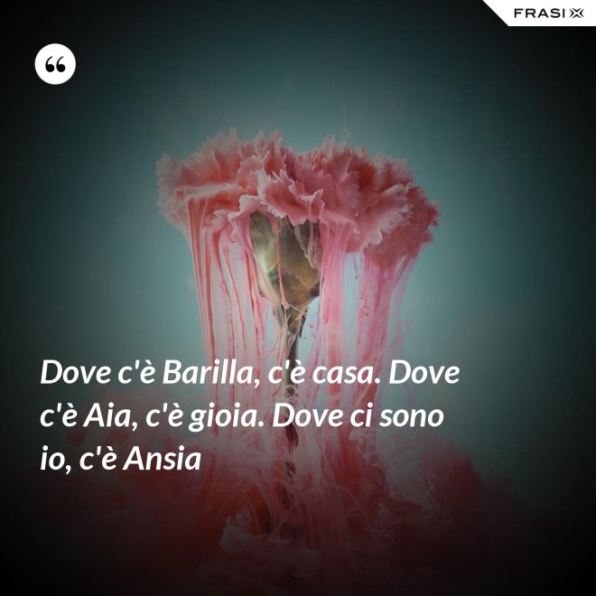 Dove c'è Barilla, c'è casa. Dove c'è Aia, c'è gioia. Dove ci sono io, c'è Ansia - Anonimo