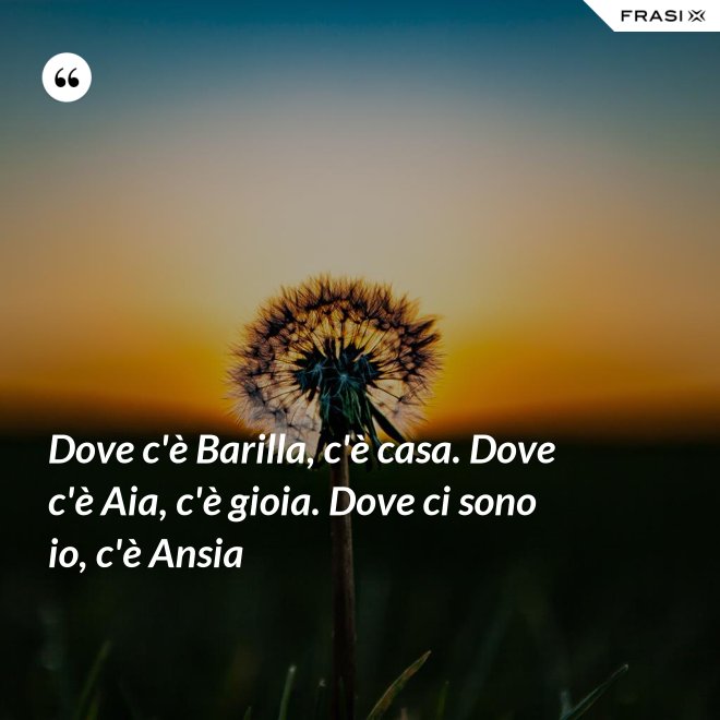 Dove c'è Barilla, c'è casa. Dove c'è Aia, c'è gioia. Dove ci sono io, c'è Ansia - Anonimo
