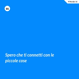 Spero che ti connetti con le piccole cose - Anonimo