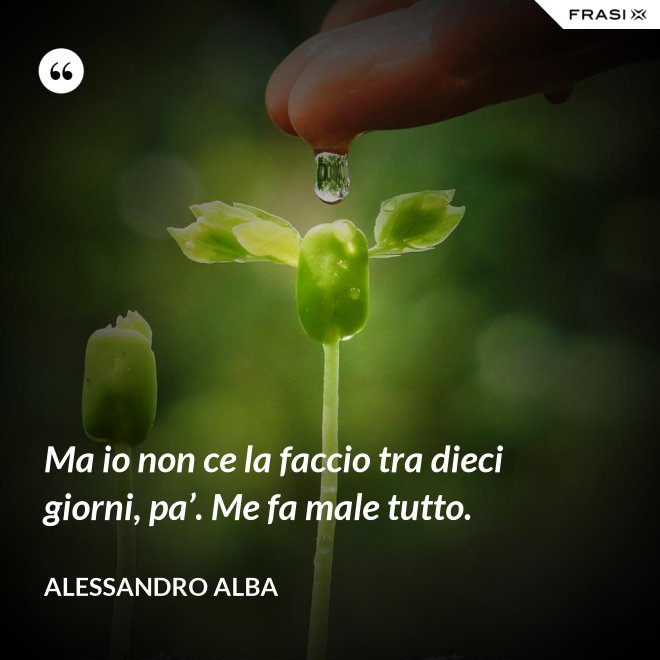 Ma io non ce la faccio tra dieci giorni, pa’. Me fa male tutto. - Alessandro Alba