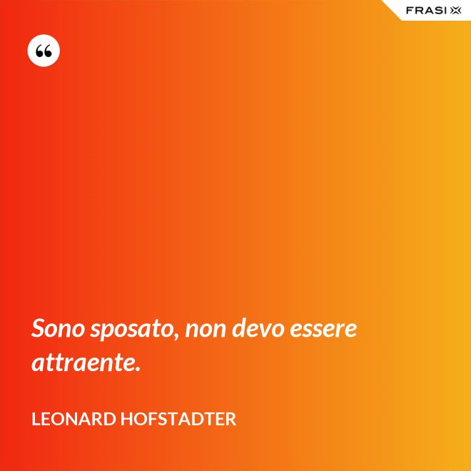 Sono sposato, non devo essere attraente. - Leonard Hofstadter