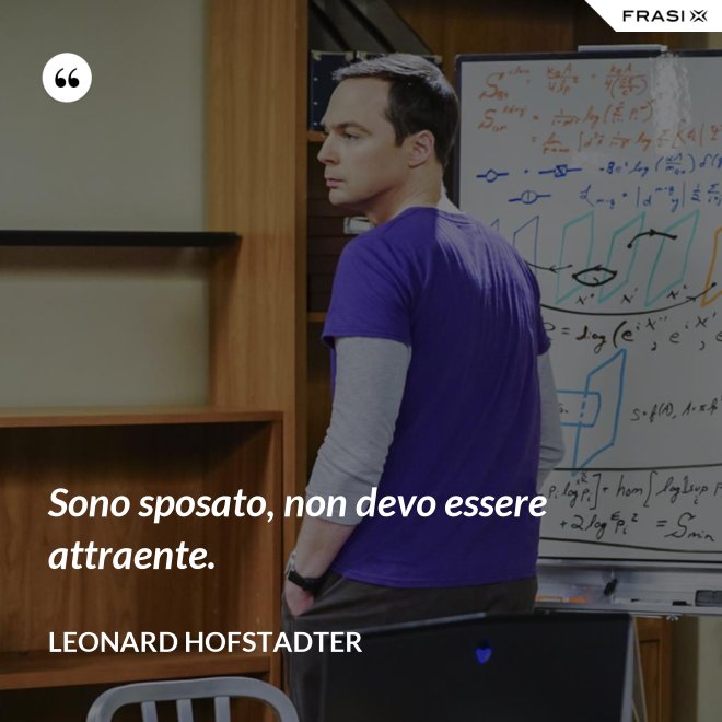 Sono sposato, non devo essere attraente. - Leonard Hofstadter