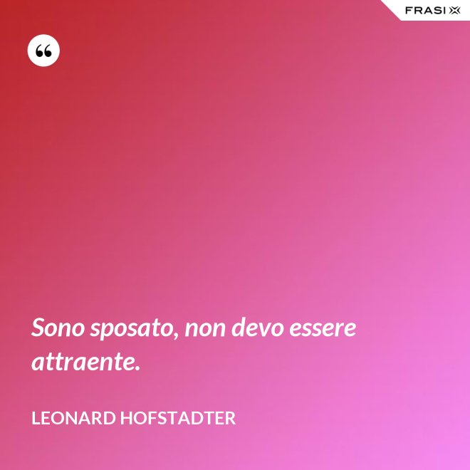 Sono sposato, non devo essere attraente. - Leonard Hofstadter