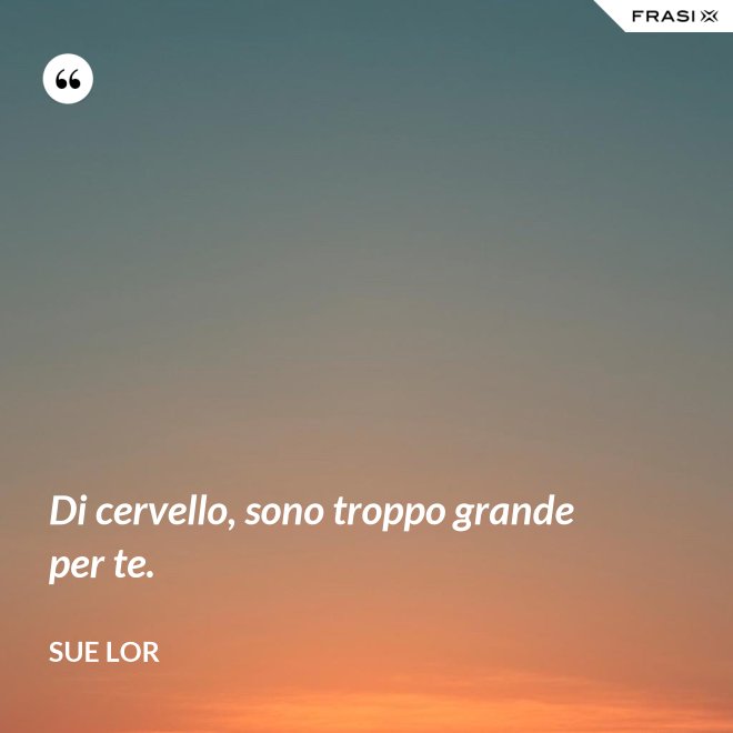 Di cervello, sono troppo grande per te. - Sue Lor