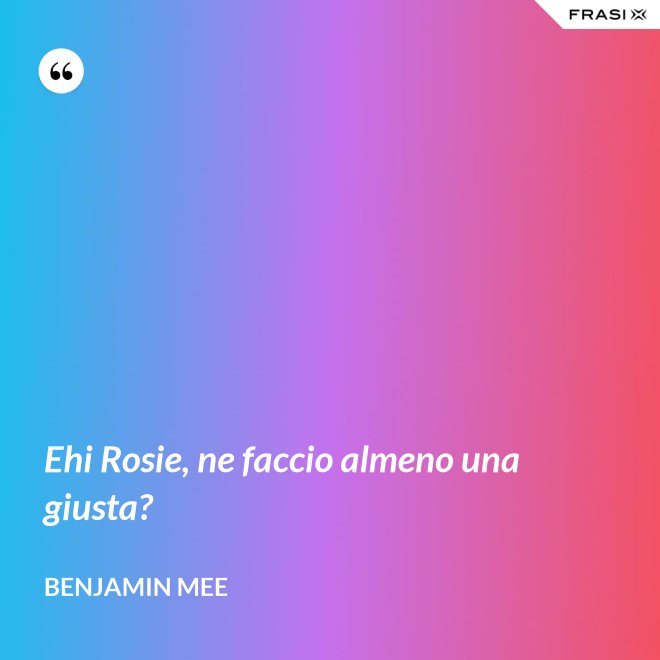 Ehi Rosie, ne faccio almeno una giusta? - Benjamin Mee