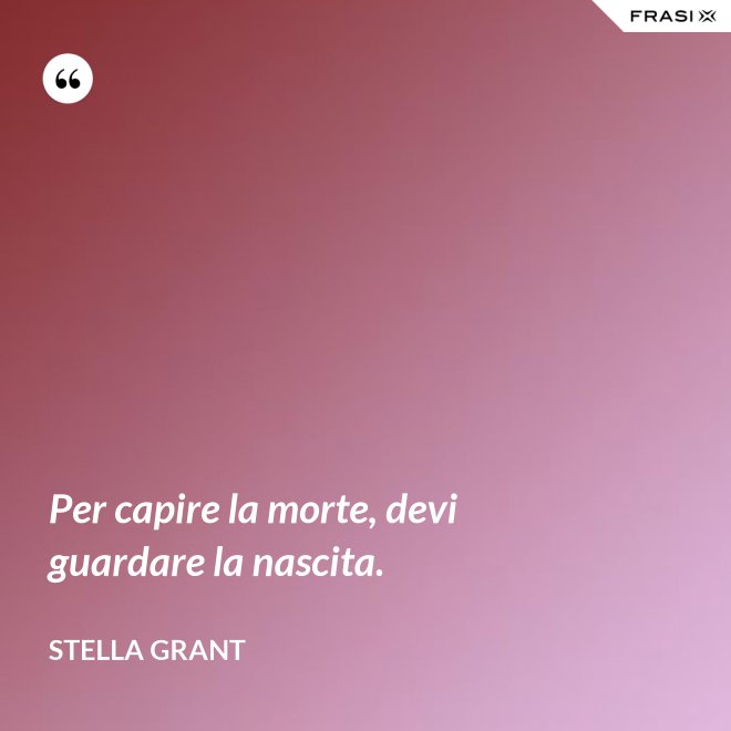 Per capire la morte, devi guardare la nascita. - Stella Grant